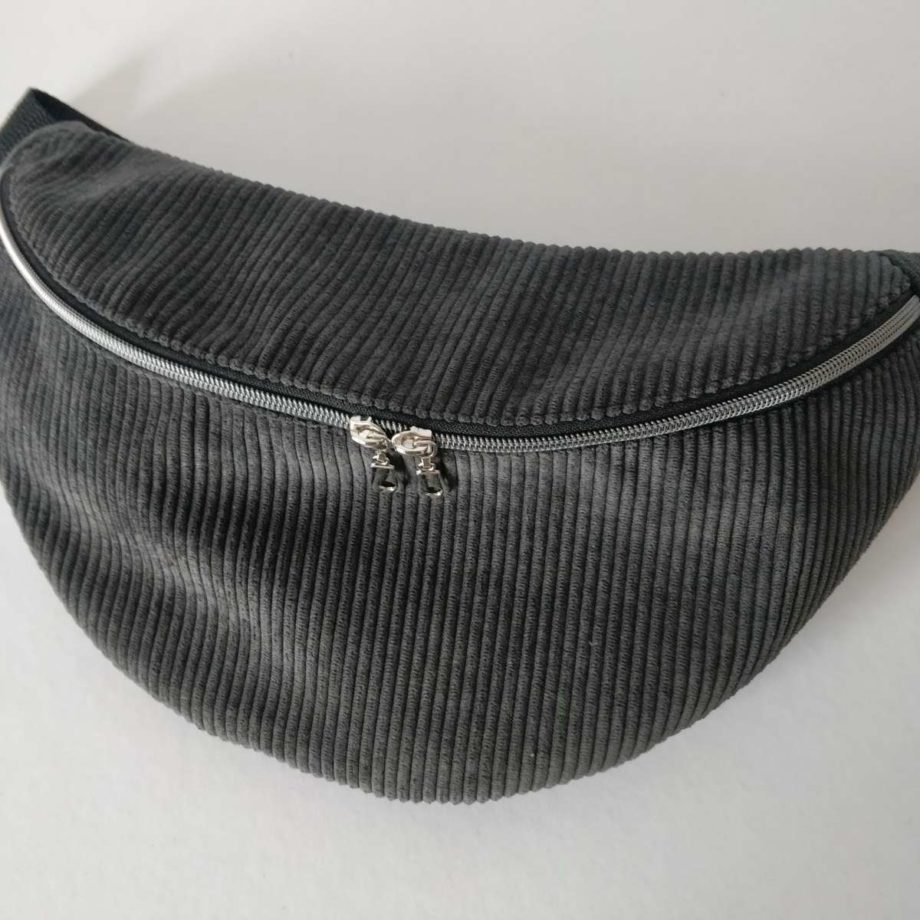 Sac banane XL velours noir anthracite