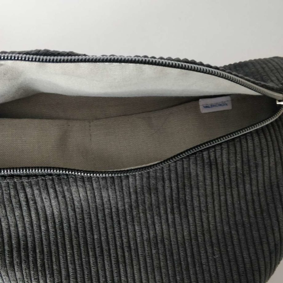 Sac banane XL velours noir anthracite