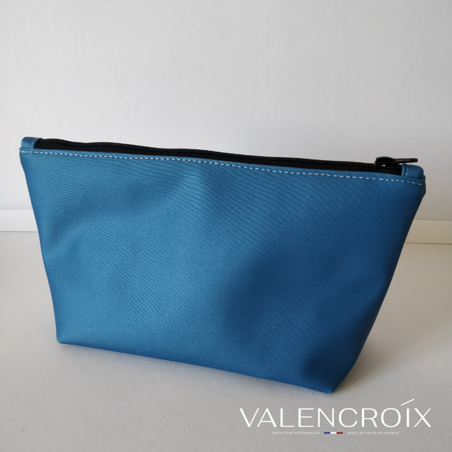 Trousse zippée grande taille bleue