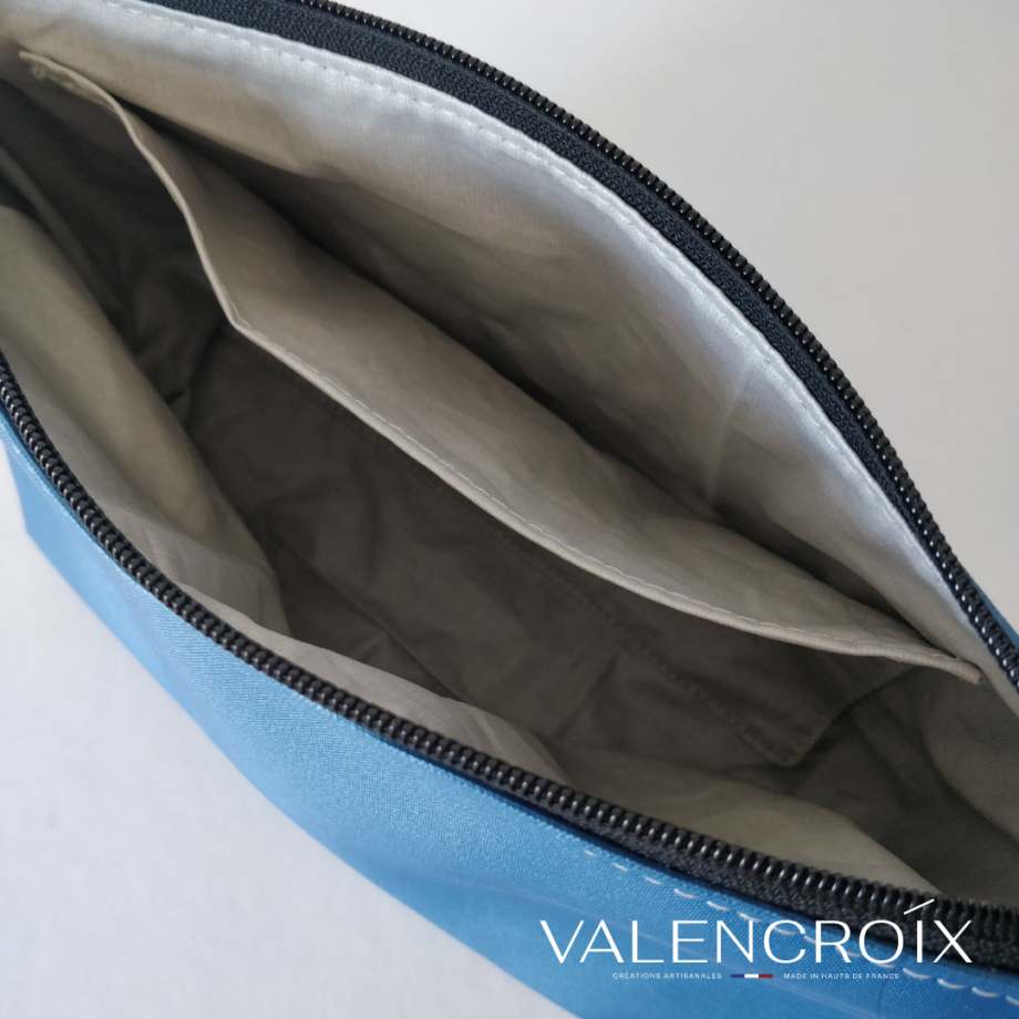 Trousse zippée grande taille bleue